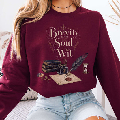 Sweatshirt Maroon / S Brevity Is the Soul of Wit Shakespeare Literary Crewneck Sweatshirt The Mystic Eden