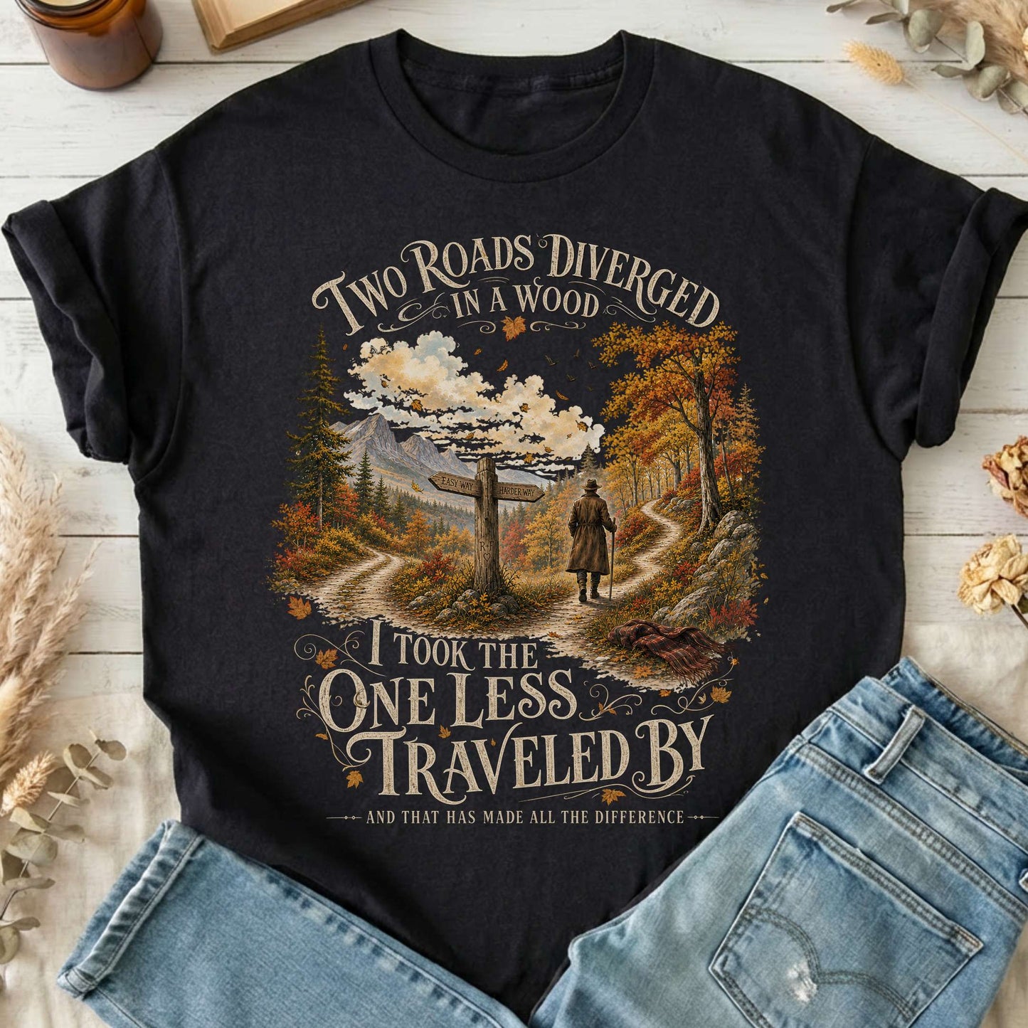 The Road Not Taken Robert Frost Literary T-Shirt