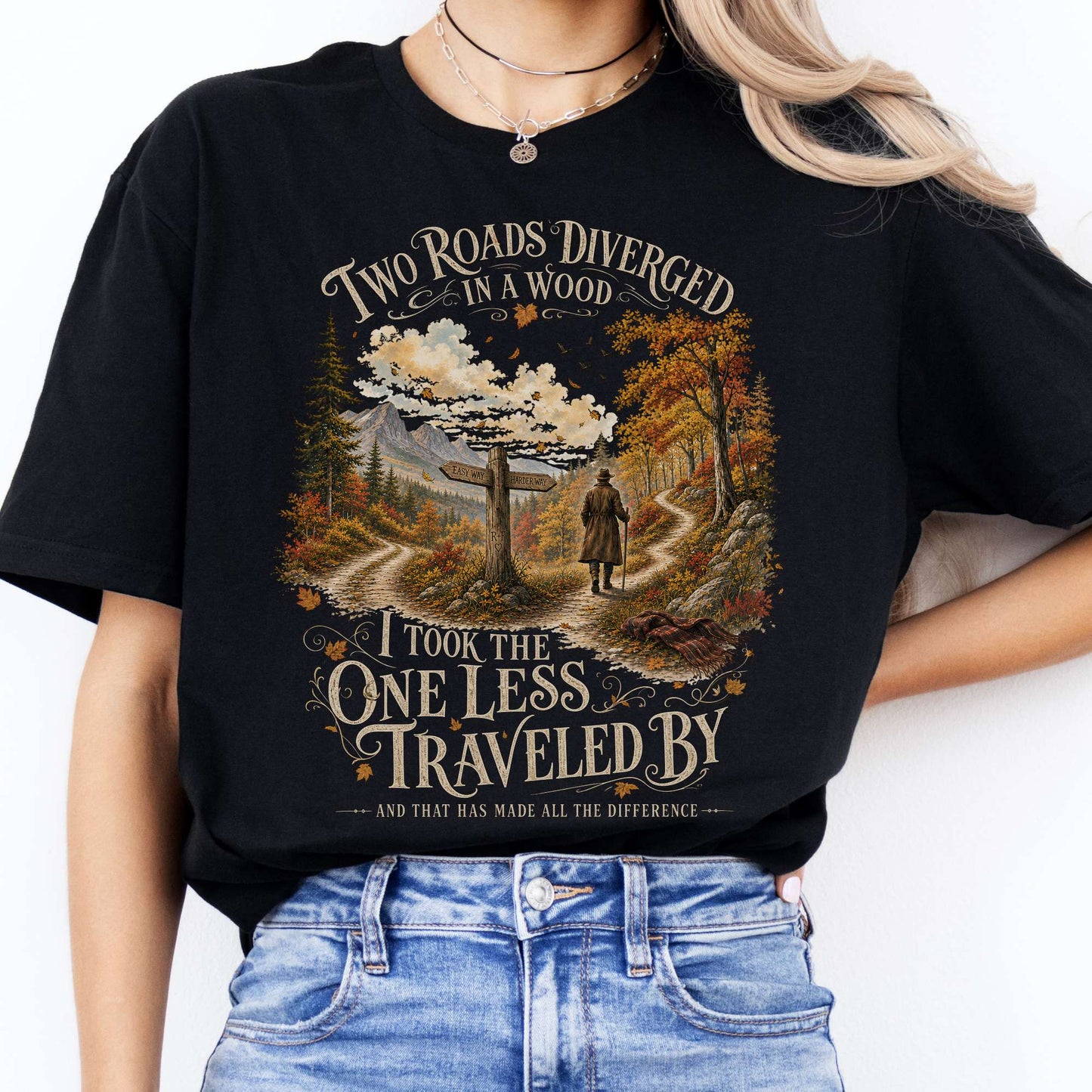 The Road Not Taken Robert Frost Literary T-Shirt