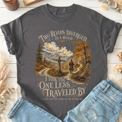 The Road Not Taken Robert Frost Literary T-Shirt