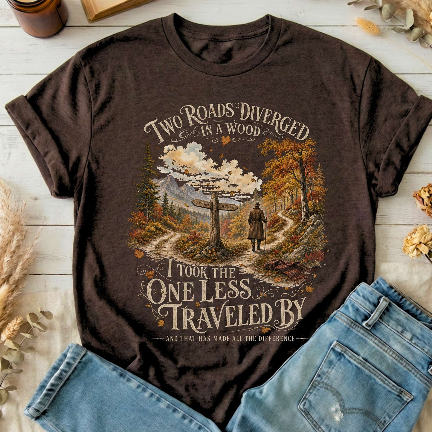 The Road Not Taken Robert Frost Literary T-Shirt