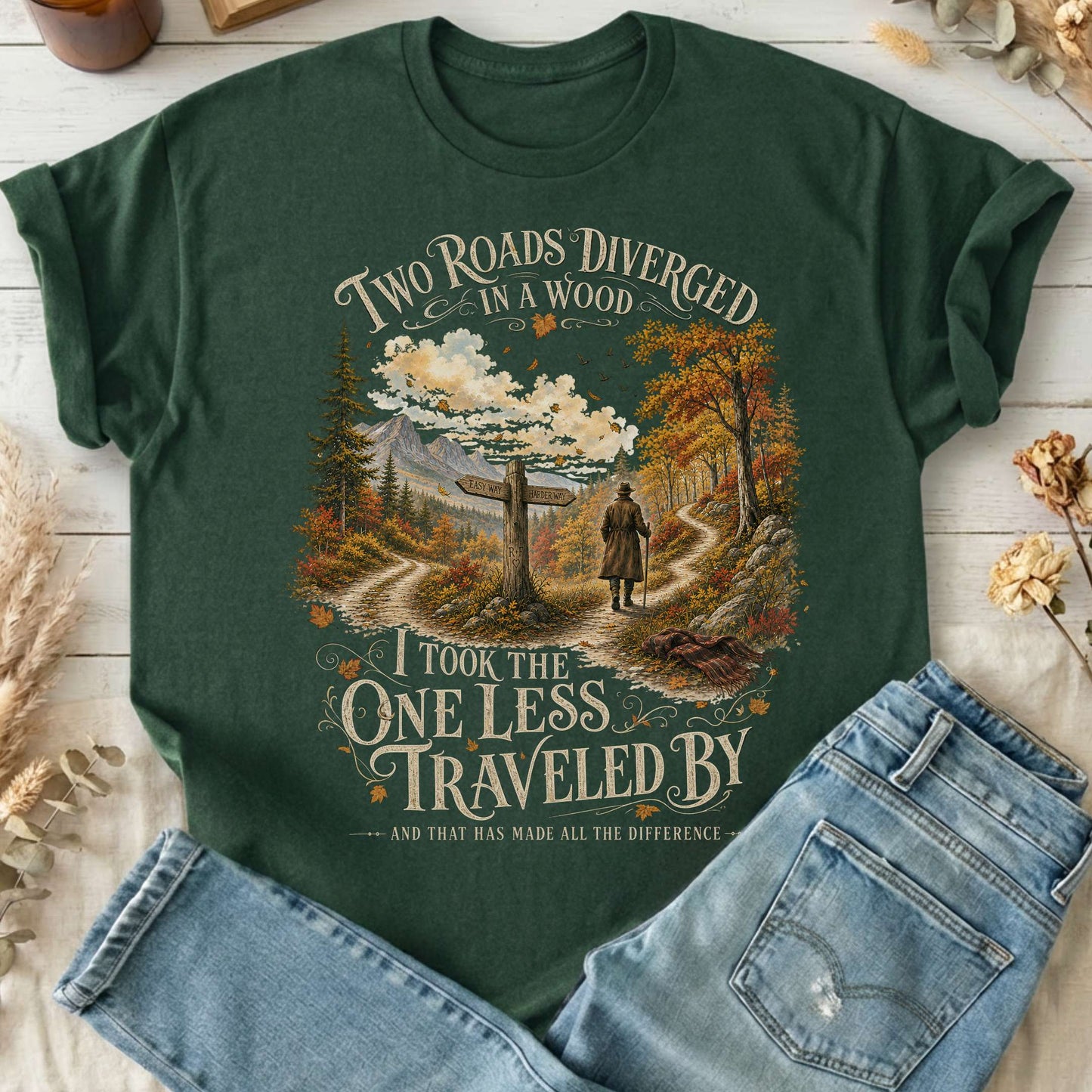 The Road Not Taken Robert Frost Literary T-Shirt