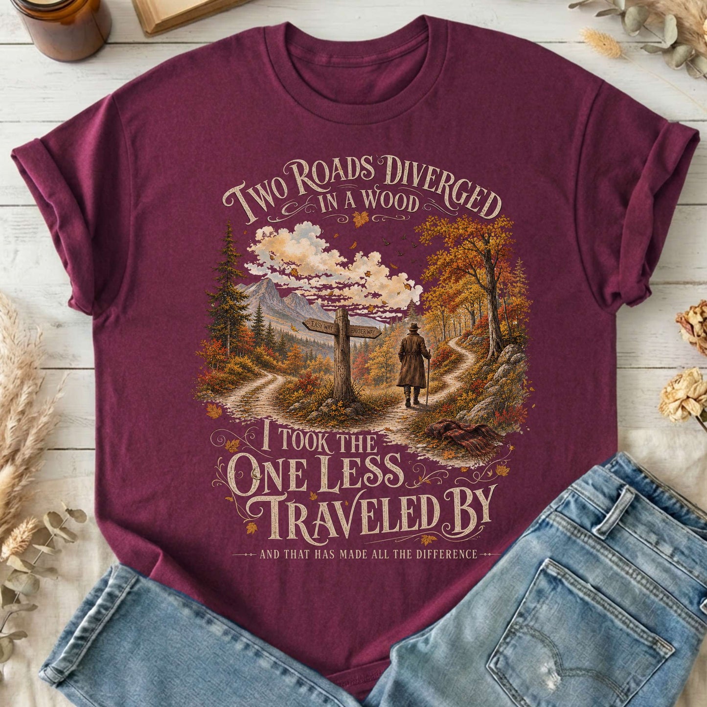 The Road Not Taken Robert Frost Literary T-Shirt