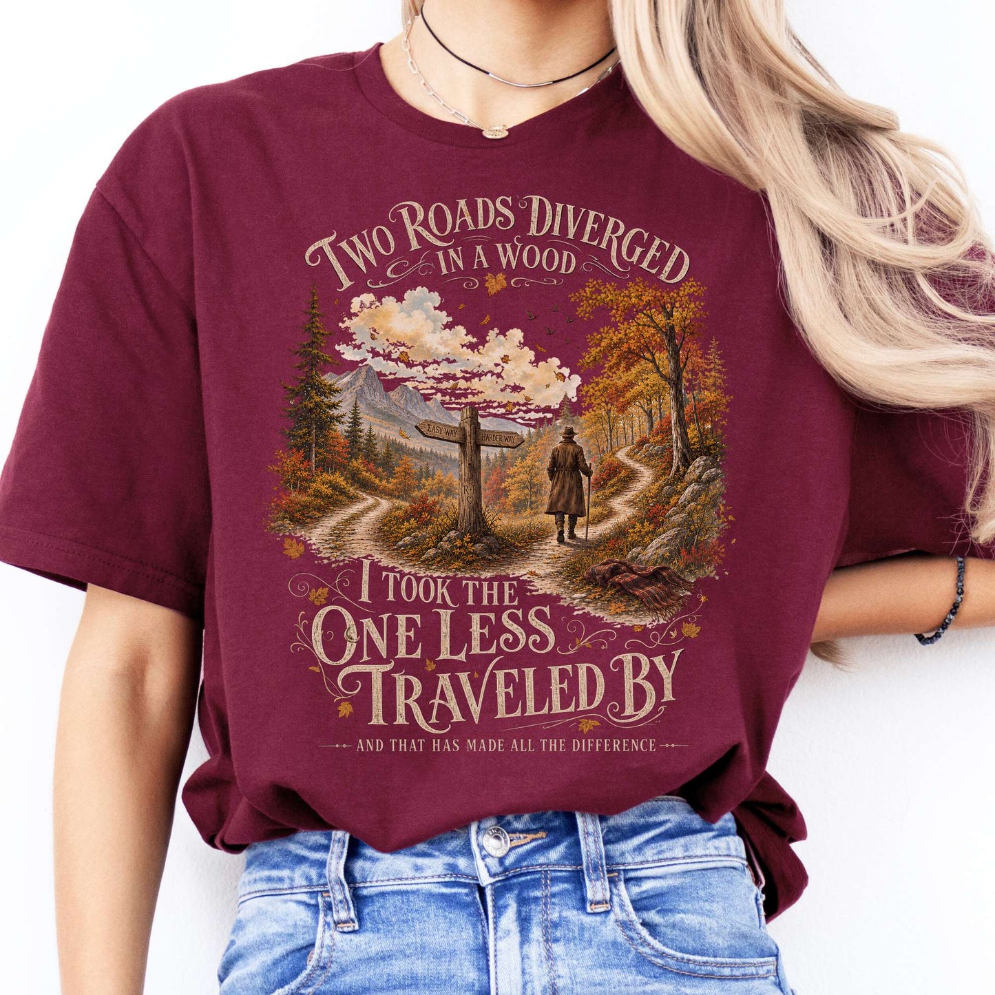 The Road Not Taken Robert Frost Literary T-Shirt