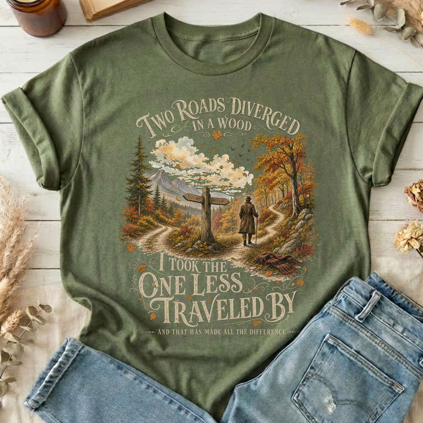 The Road Not Taken Robert Frost Literary T-Shirt