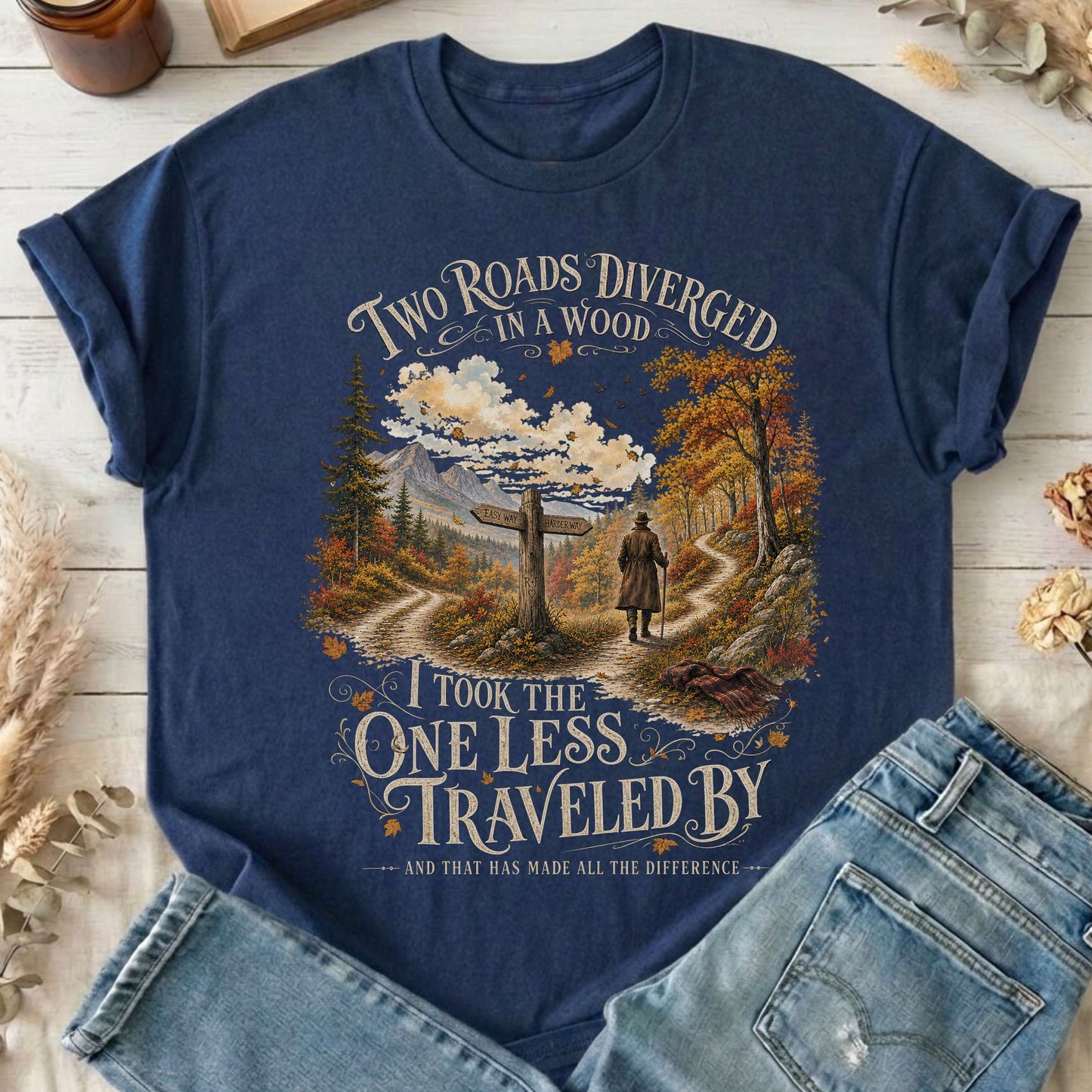 The Road Not Taken Robert Frost Literary T-Shirt