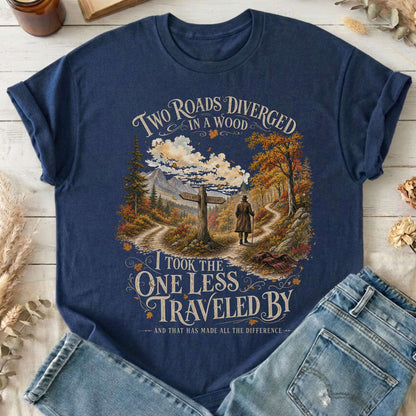 The Road Not Taken Robert Frost Literary T-Shirt