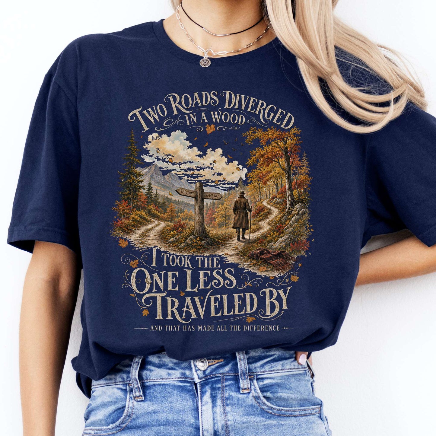 The Road Not Taken Robert Frost Literary T-Shirt