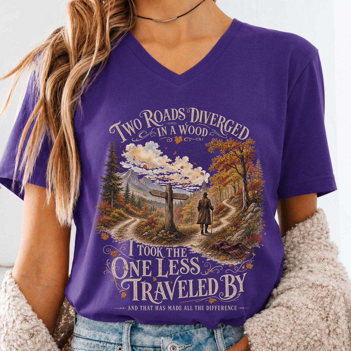 The Road Not Taken Robert Frost Literary V-Neck