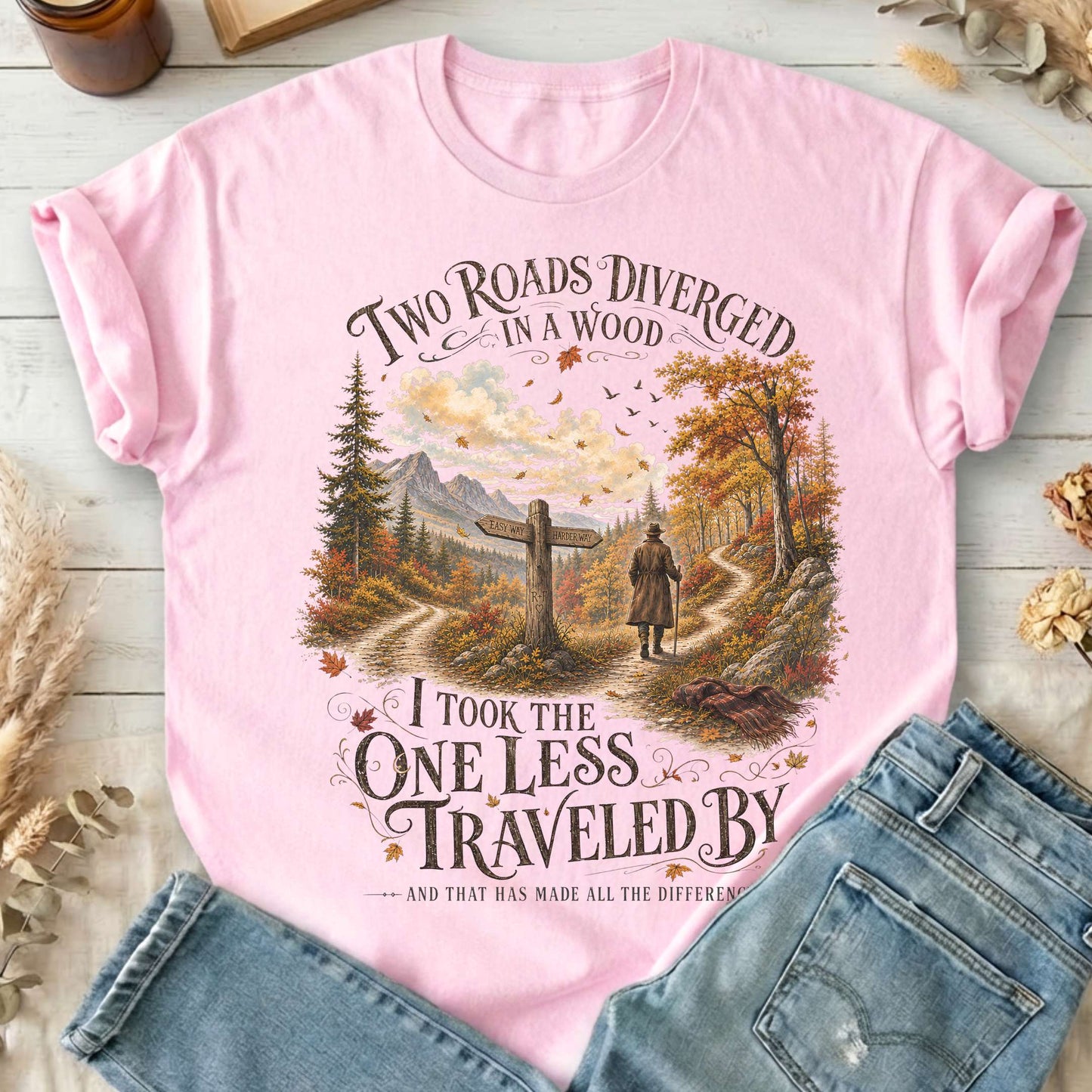 The Road Not Taken Robert Frost Literary T-Shirt