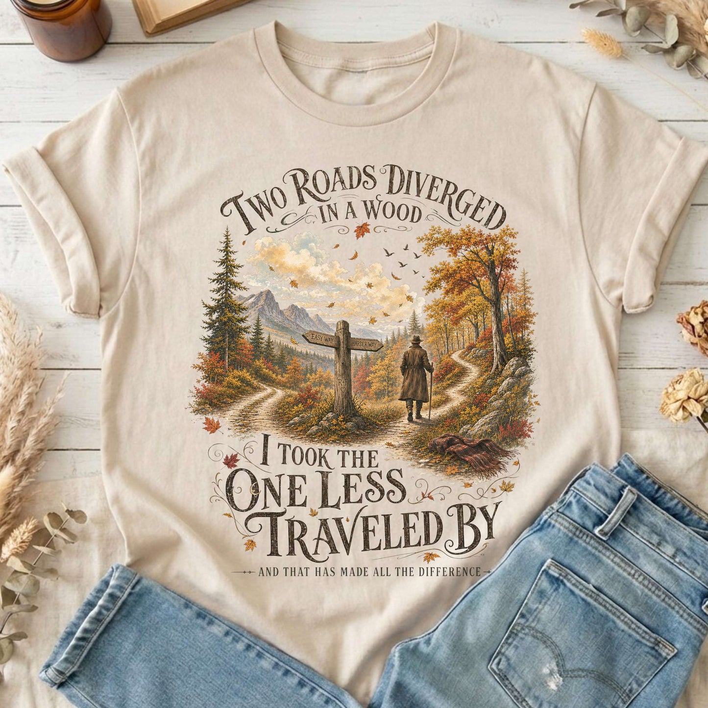 The Road Not Taken Robert Frost Literary T-Shirt
