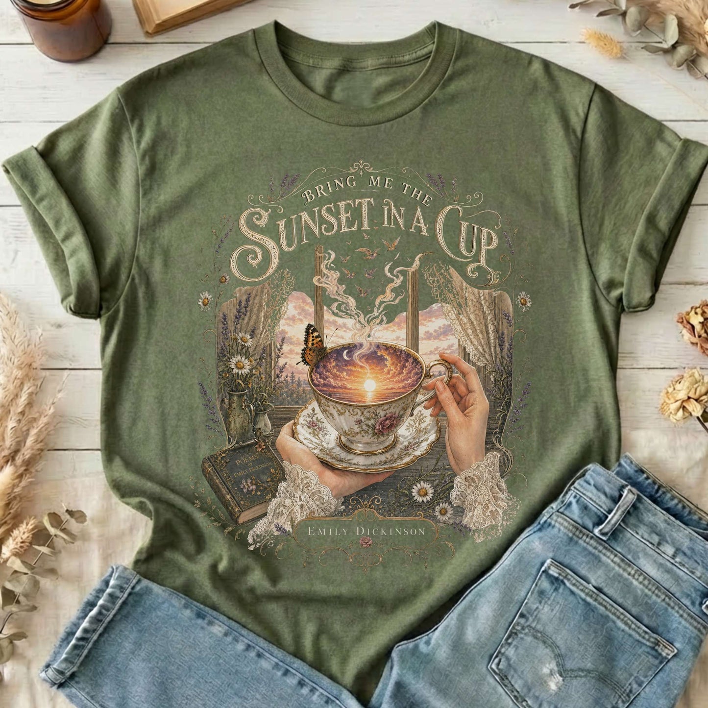 Bring Me the Sunset in a Cup Emily Dickinson Literary T-Shirt