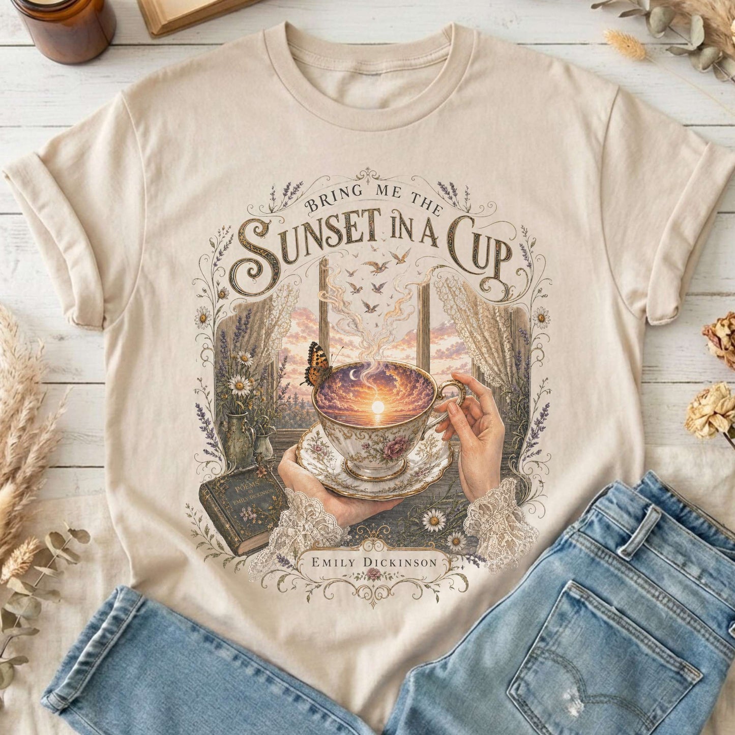 Bring Me the Sunset in a Cup Emily Dickinson Literary T-Shirt