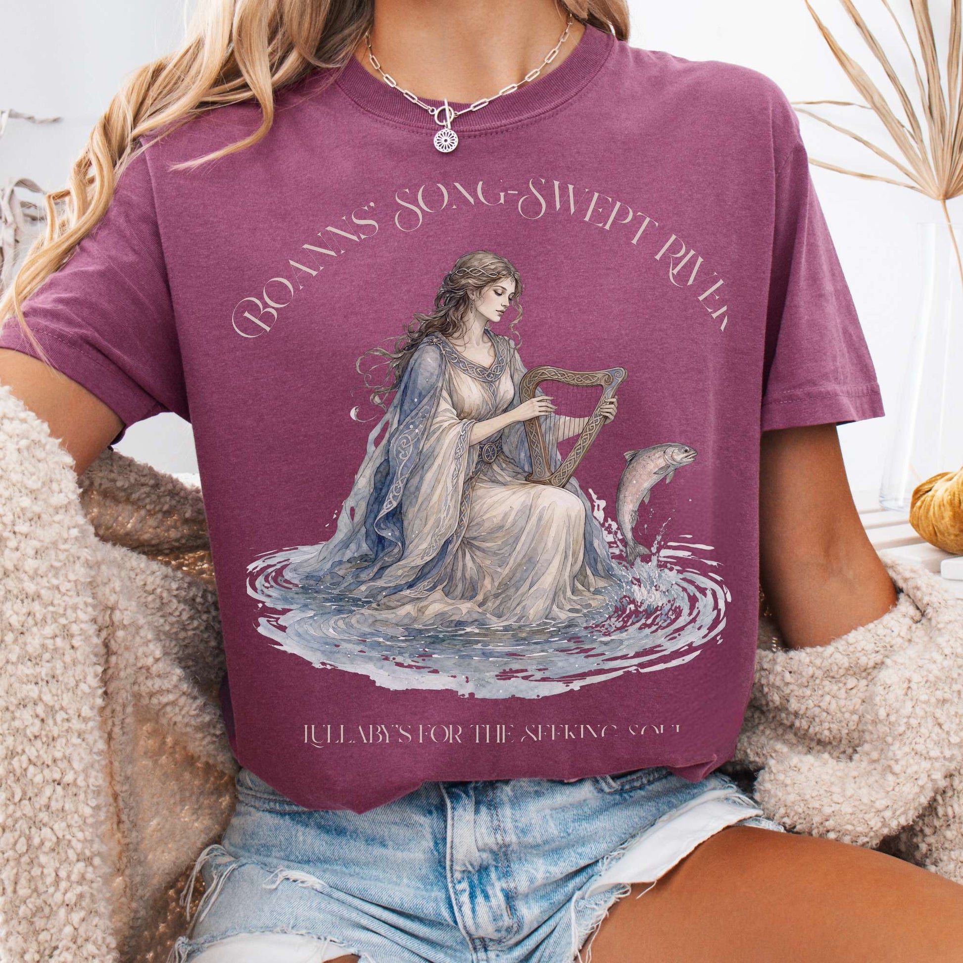 T-Shirts Berry / S Boann's Song-Swept River Celtic Mythology T-Shirt The Mystic Eden