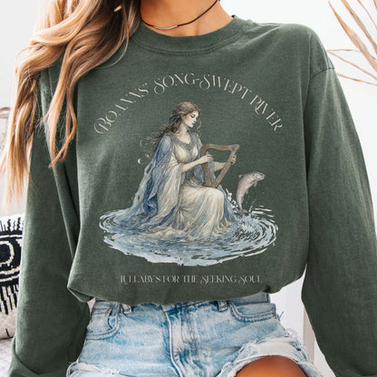 Long-sleeve Hemp / S Boann's Song-Swept River Celtic Mythology Long Sleeve The Mystic Eden