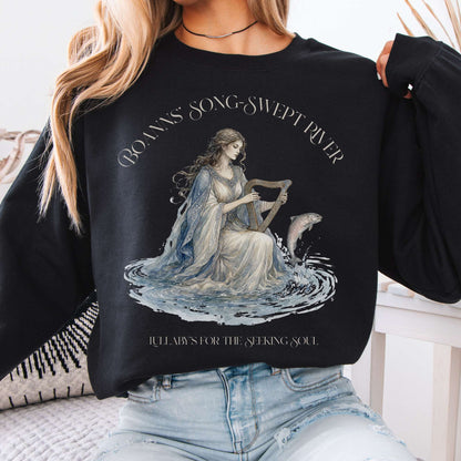 Sweatshirt Black / S Boann's Song-Swept River Celtic Mythology Crewneck Sweatshirt The Mystic Eden