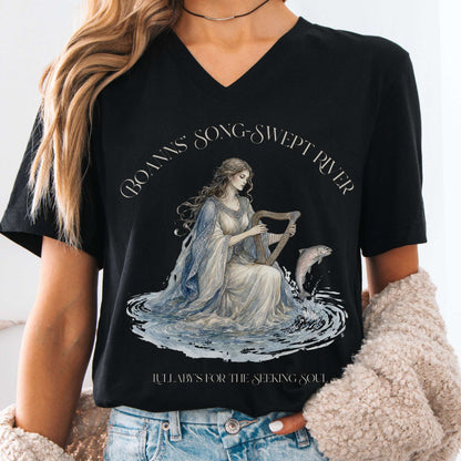 V-neck Black / S Boann's Song-Swept River Celtic Mythology V-Neck The Mystic Eden