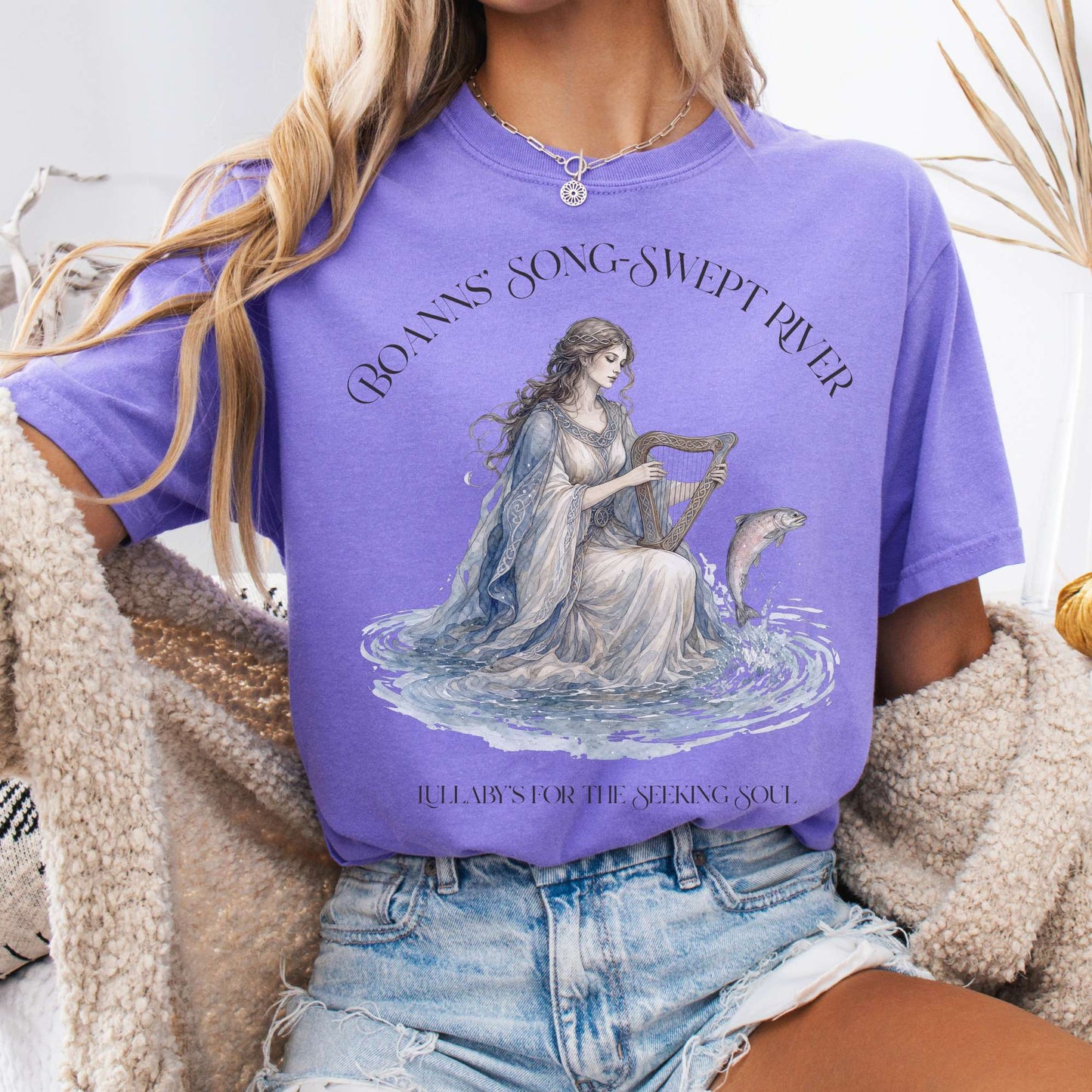 T-Shirts Violet / S Boann's Song-Swept River Celtic Mythology T-Shirt The Mystic Eden