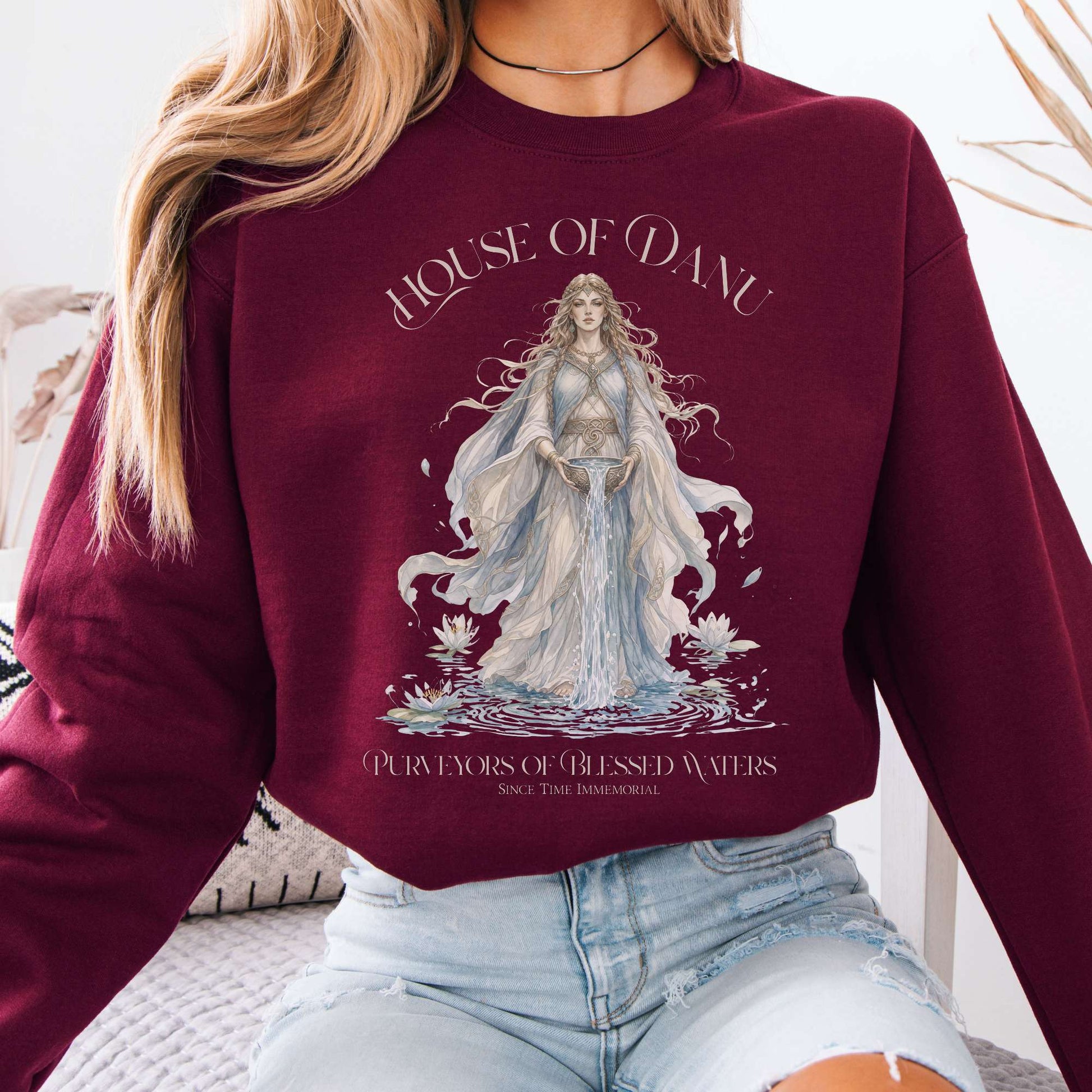 Sweatshirt Maroon / S House of Danu Celtic Mythology Crewneck Sweatshirt The Mystic Eden