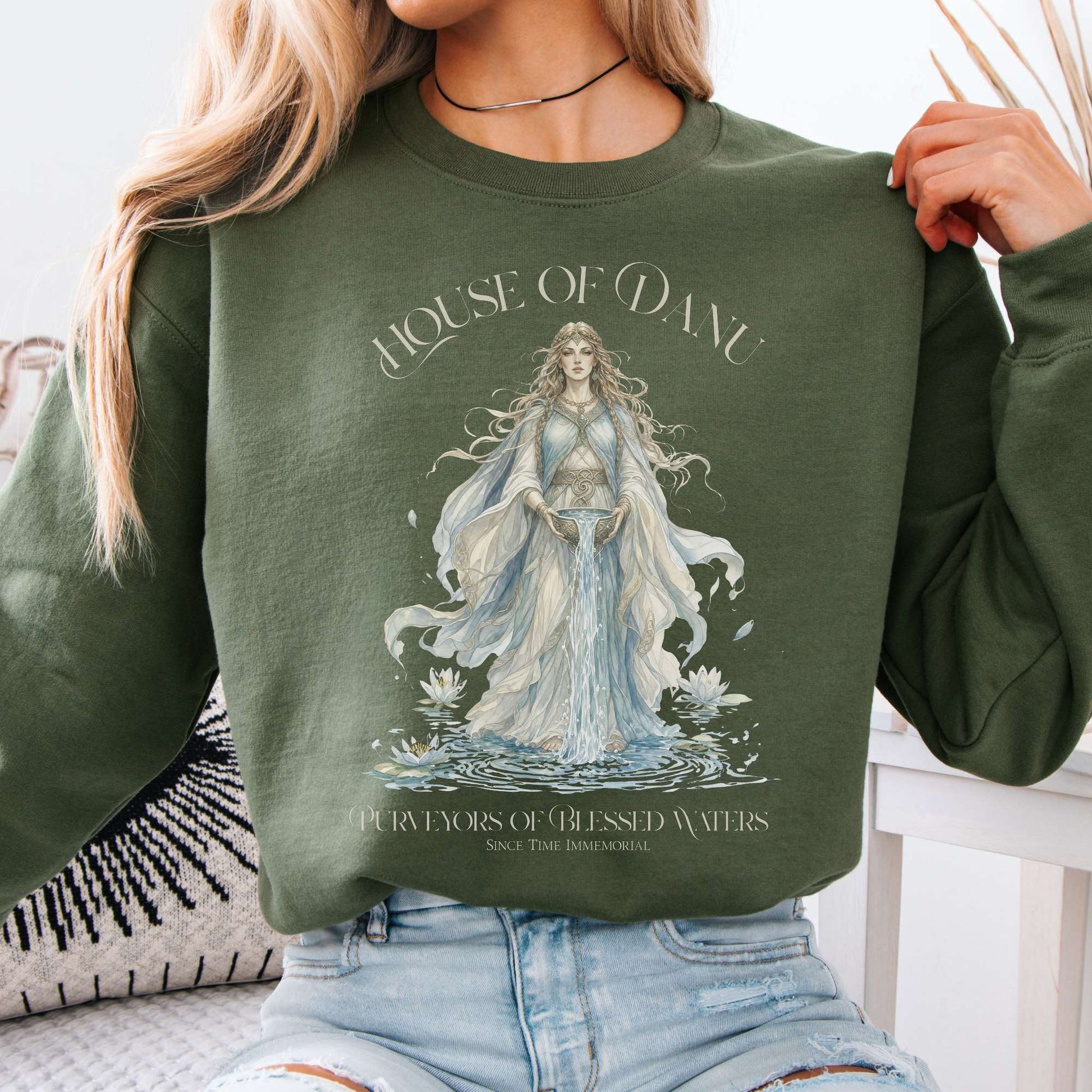 Sweatshirt Military Green / S House of Danu Celtic Mythology Crewneck Sweatshirt The Mystic Eden