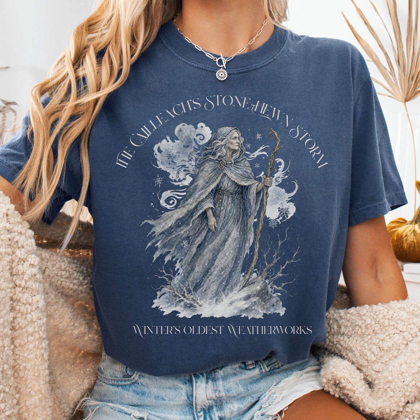 T-Shirt Denim / S The Cailleach's Stone-Hewn Storm Irish Mythology T-Shirt The Mystic Eden