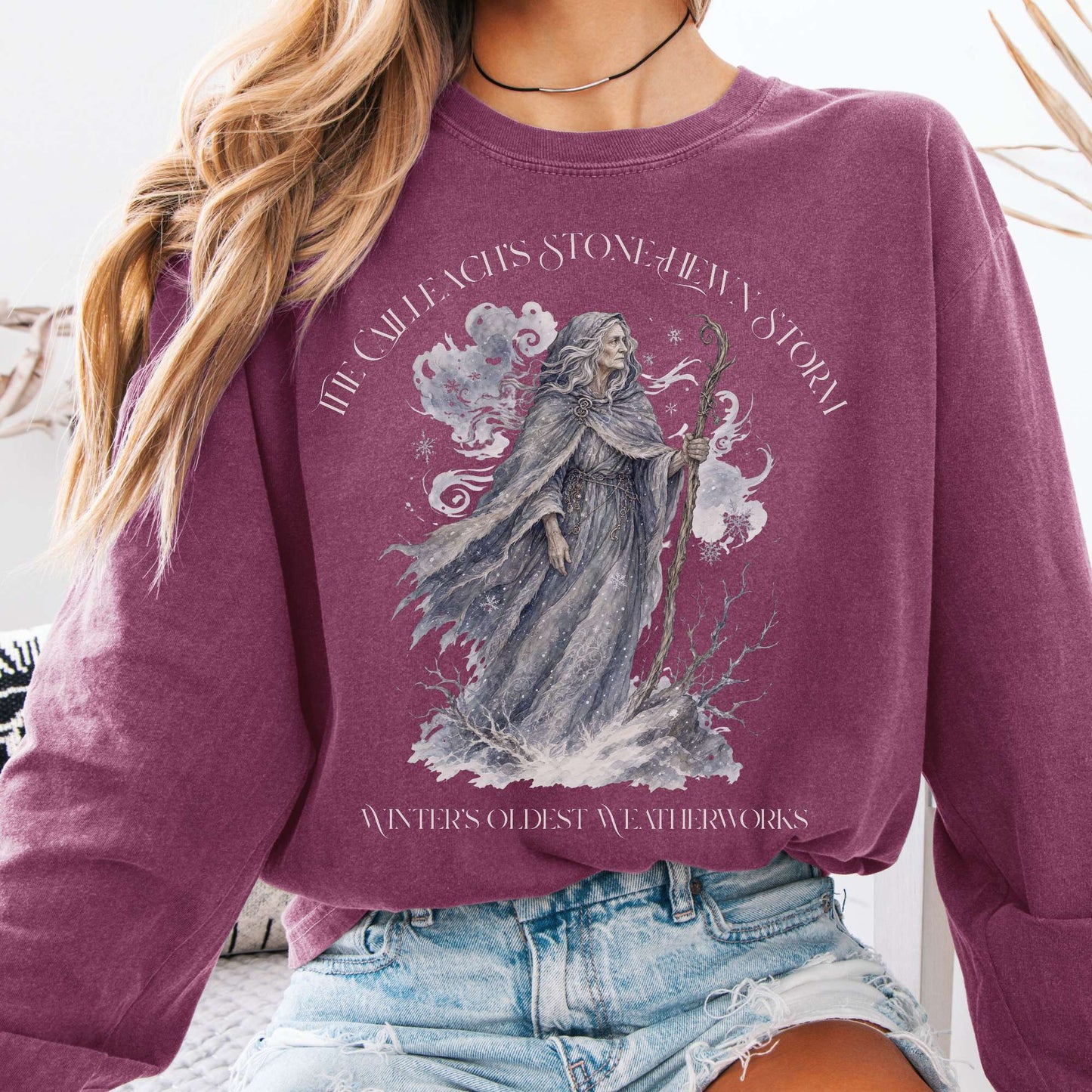 Long-sleeve Berry / S The Cailleach's Stone-Hewn Storm Irish Mythology Long Sleeve The Mystic Eden