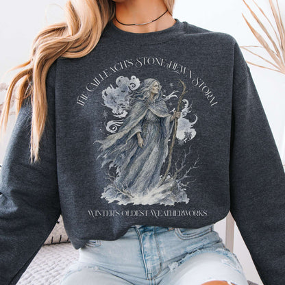 Sweatshirt Dark Heather / S The Cailleach's Stone-Hewn Storm Irish Mythology Crewneck Sweatshirt The Mystic Eden
