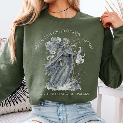 Sweatshirt Military Green / S The Cailleach's Stone-Hewn Storm Irish Mythology Crewneck Sweatshirt The Mystic Eden