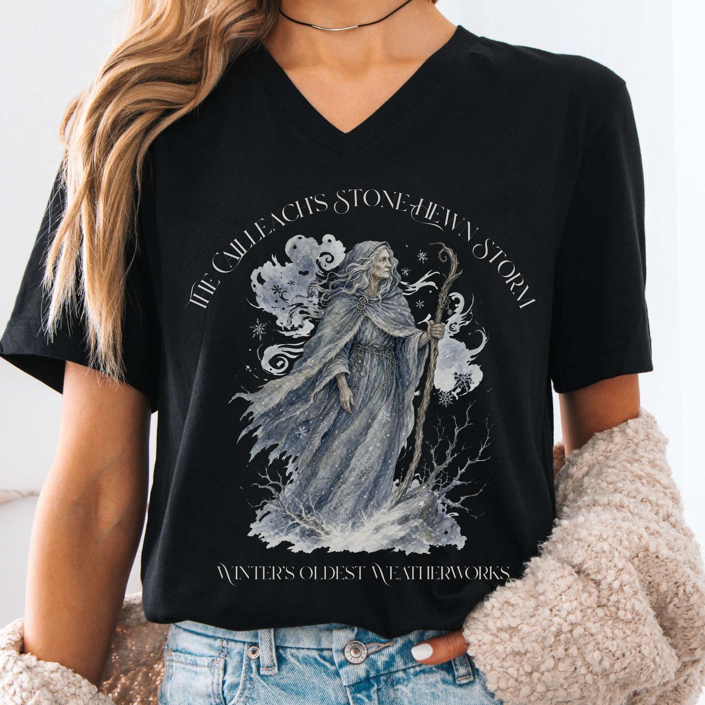 V-neck Black / S The Cailleach's Stone-Hewn Storm Irish Mythology V-Neck The Mystic Eden