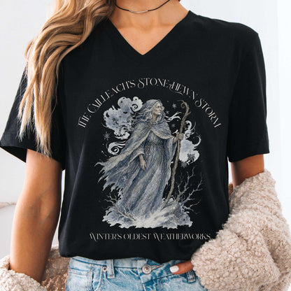V-neck Black / S The Cailleach's Stone-Hewn Storm Irish Mythology V-Neck The Mystic Eden