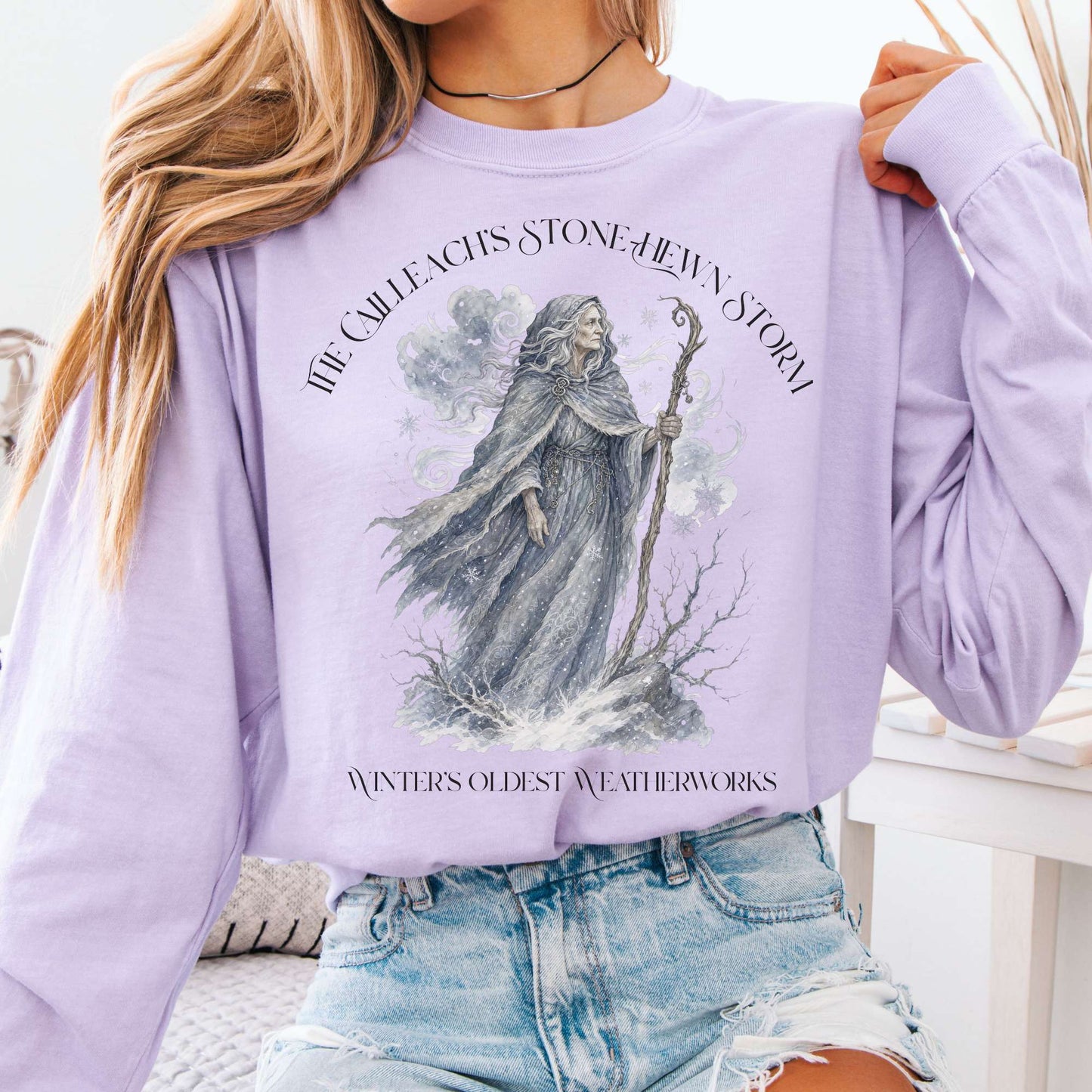 Long-sleeve Orchid / S The Cailleach's Stone-Hewn Storm Irish Mythology Long Sleeve The Mystic Eden