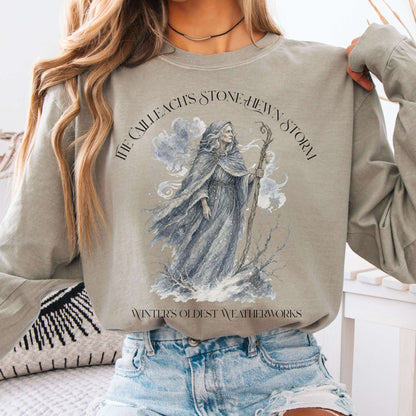 Long-sleeve Sandstone / S The Cailleach's Stone-Hewn Storm Irish Mythology Long Sleeve The Mystic Eden
