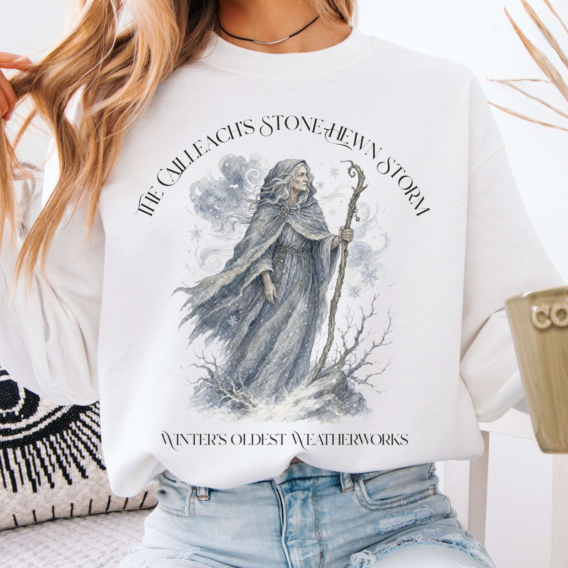 Sweatshirt White / S The Cailleach's Stone-Hewn Storm Irish Mythology Crewneck Sweatshirt The Mystic Eden