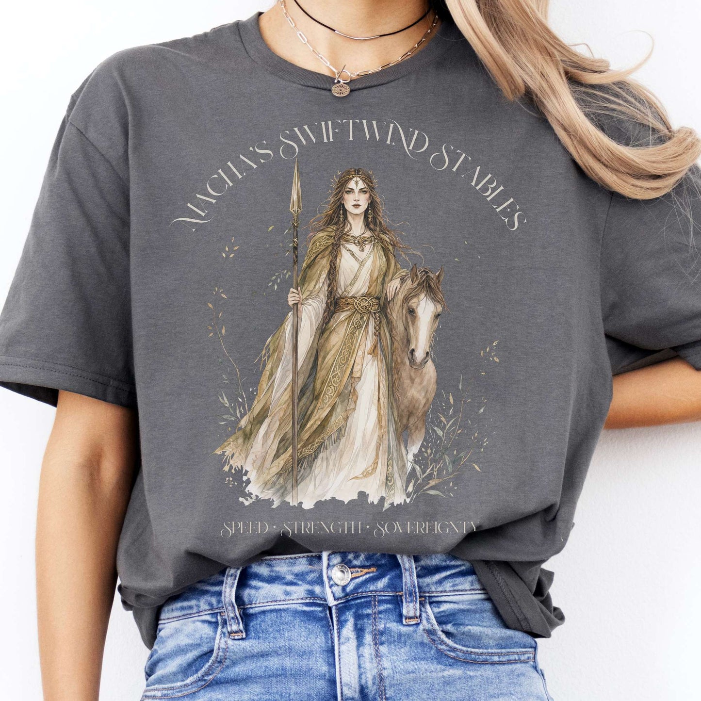 Macha's Swiftwind Stables Irish Mythology T-Shirt