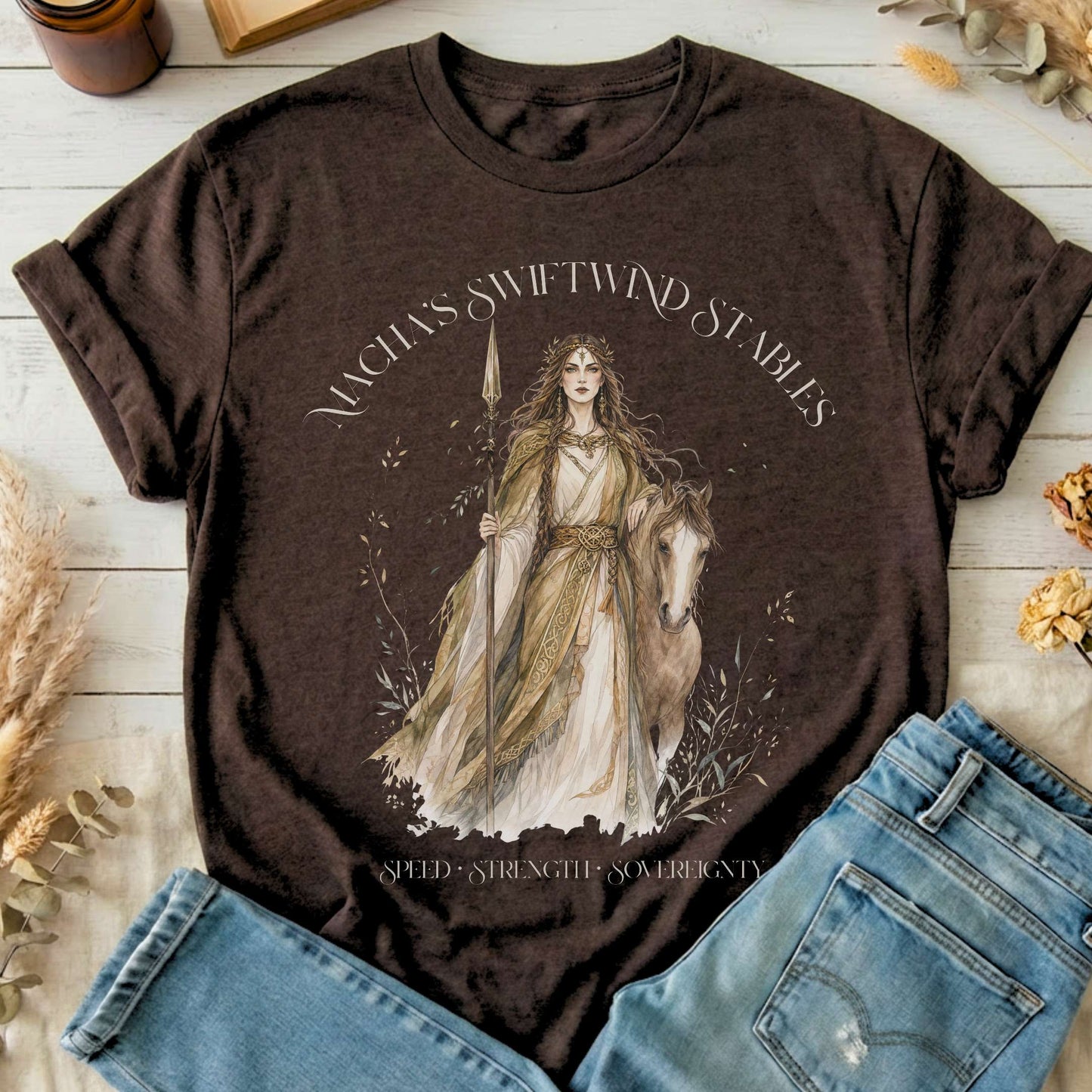 Macha's Swiftwind Stables Irish Mythology T-Shirt