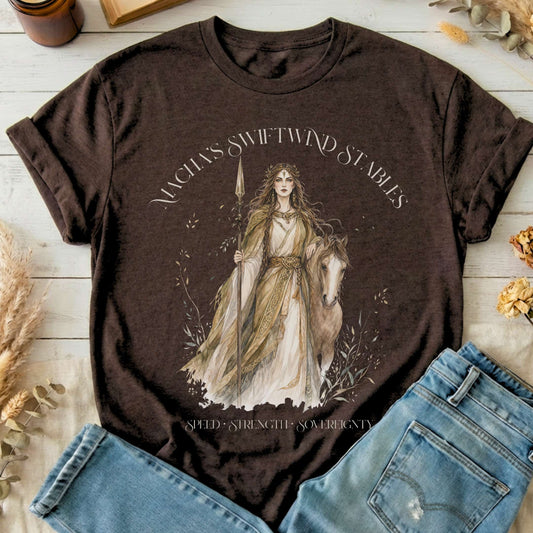Macha's Swiftwind Stables Irish Mythology T-Shirt
