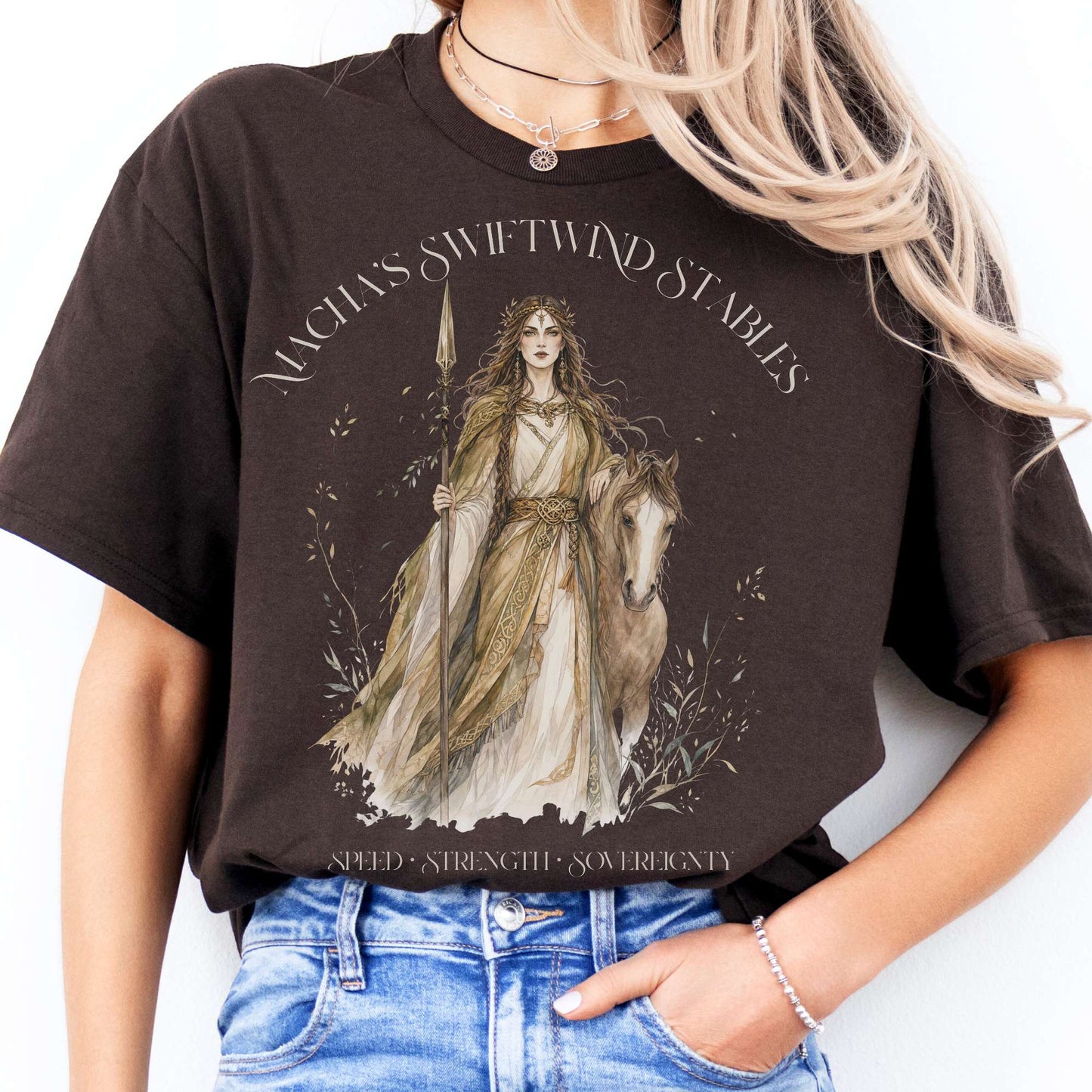 Macha's Swiftwind Stables Irish Mythology T-Shirt