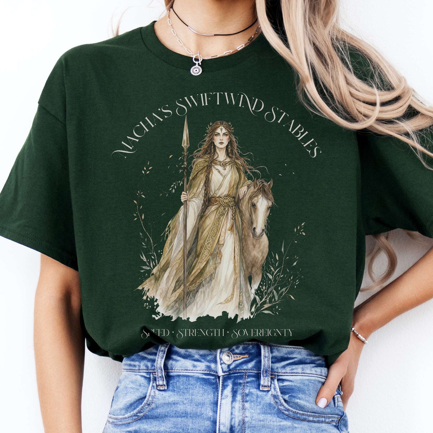 Macha's Swiftwind Stables Irish Mythology T-Shirt