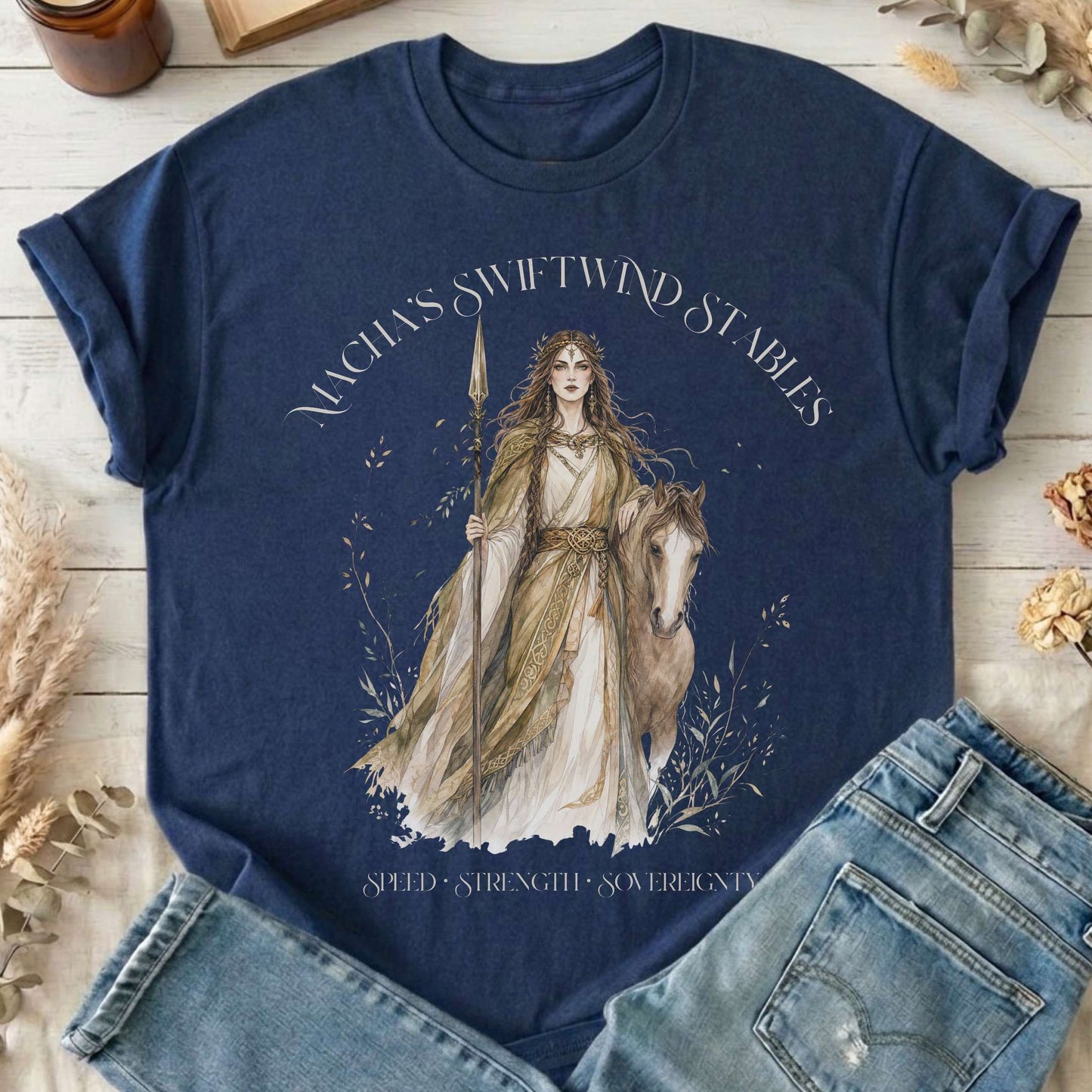 Macha's Swiftwind Stables Irish Mythology T-Shirt