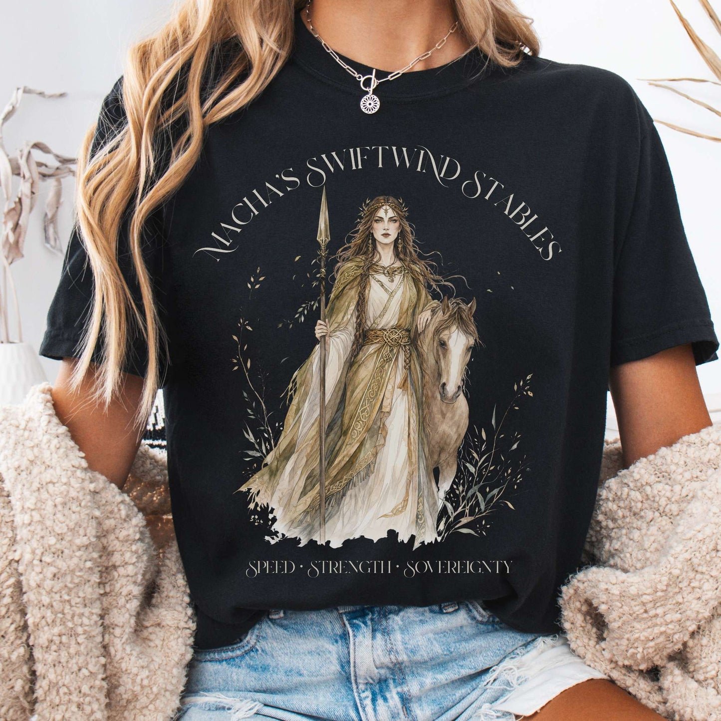 T-Shirt Black / S Macha's Swiftwind Stables Irish Mythology T-Shirt The Mystic Eden
