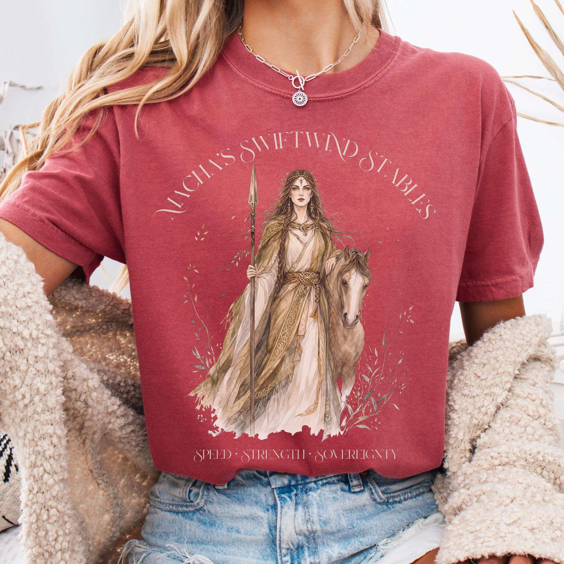 T-Shirt Crimson / S Macha's Swiftwind Stables Irish Mythology T-Shirt The Mystic Eden