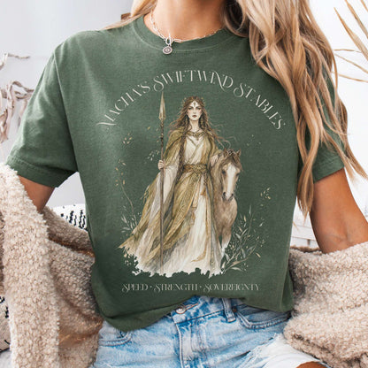 T-Shirt Moss / S Macha's Swiftwind Stables Irish Mythology T-Shirt The Mystic Eden