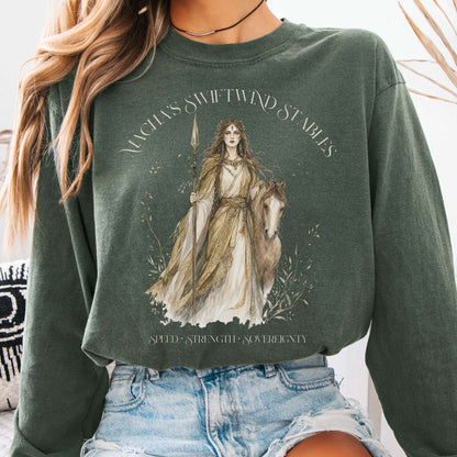 Long-sleeve Hemp / S Macha's Swiftwind Stables Irish Mythology Long Sleeve The Mystic Eden