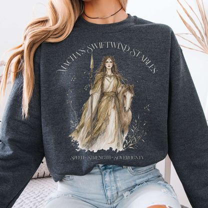 Sweatshirt Dark Heather / S Macha's Swiftwind Stables Irish Mythology Crewneck Sweatshirt The Mystic Eden