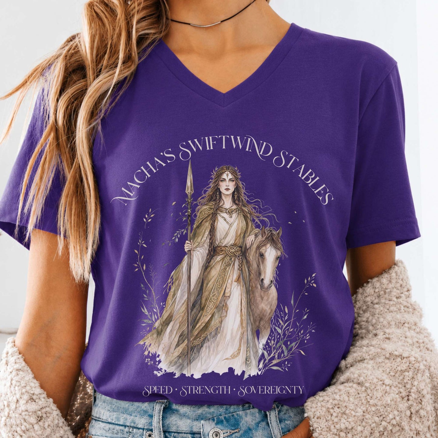 Macha's Swiftwind Stables Irish Mythology V-Neck