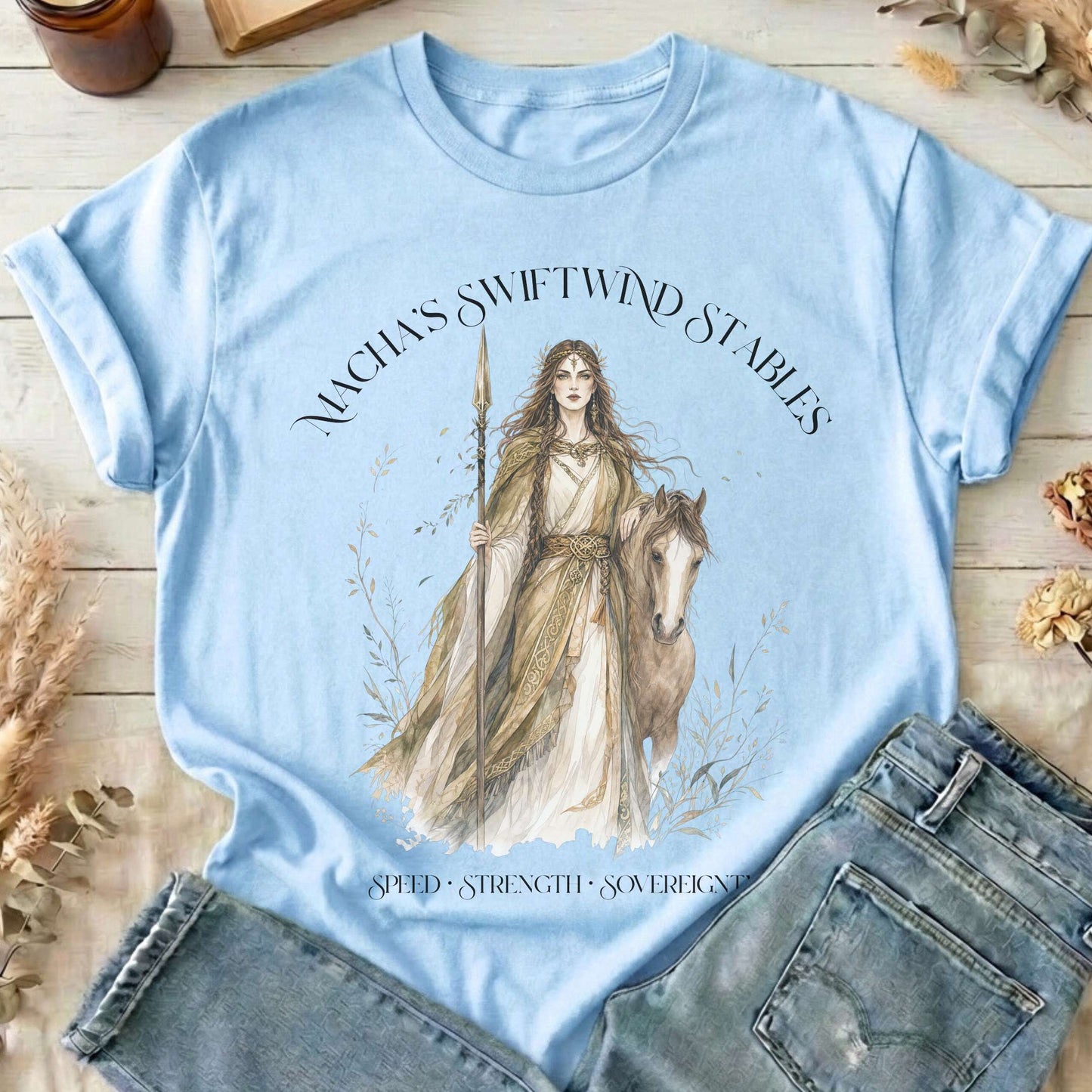Macha's Swiftwind Stables Irish Mythology T-Shirt