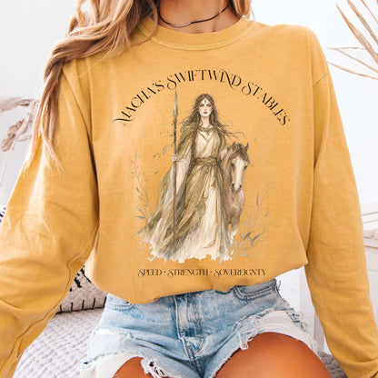 Long-sleeve Mustard / S Macha's Swiftwind Stables Irish Mythology Long Sleeve The Mystic Eden