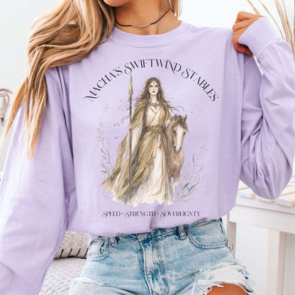 Long-sleeve Orchid / S Macha's Swiftwind Stables Irish Mythology Long Sleeve The Mystic Eden