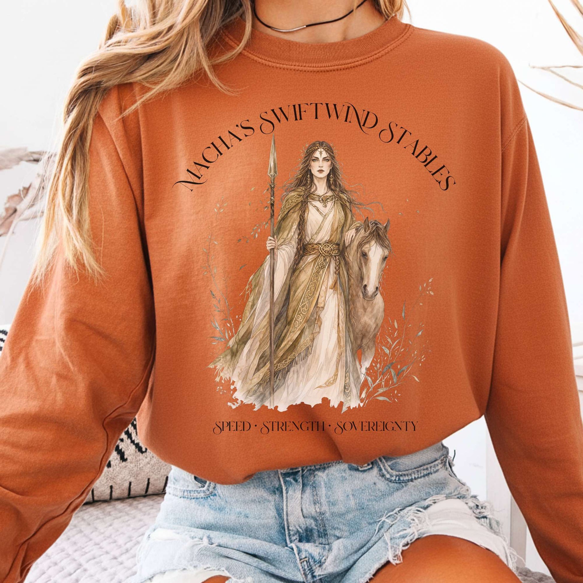 Long-sleeve Yam / S Macha's Swiftwind Stables Irish Mythology Long Sleeve The Mystic Eden