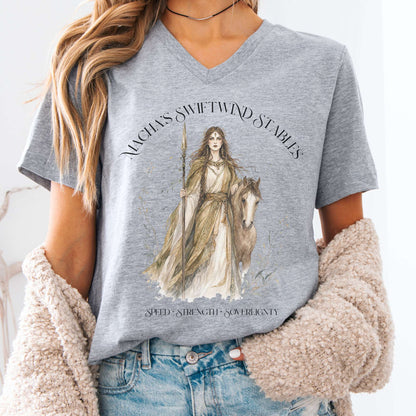 V-neck Athletic Heather / S Macha's Swiftwind Stables Irish Mythology V-Neck The Mystic Eden
